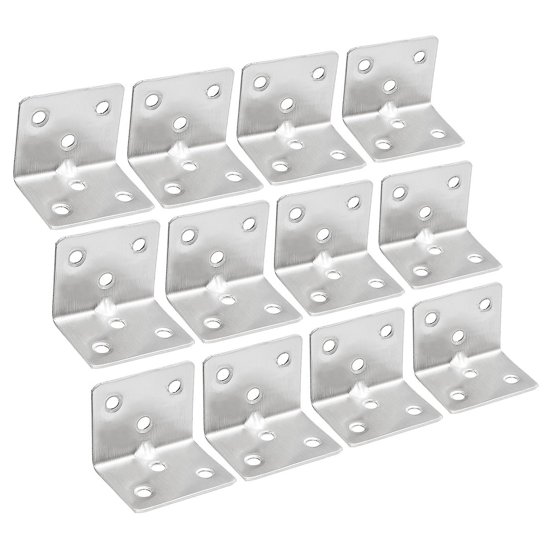 Sourcingmap Stainless Steel Shelves Corner Brace 31mmx31mmx38mm, Joint L Shape Right Angle Corner Fastener Joints Support Bracket 6 Holes, Pack of 12
