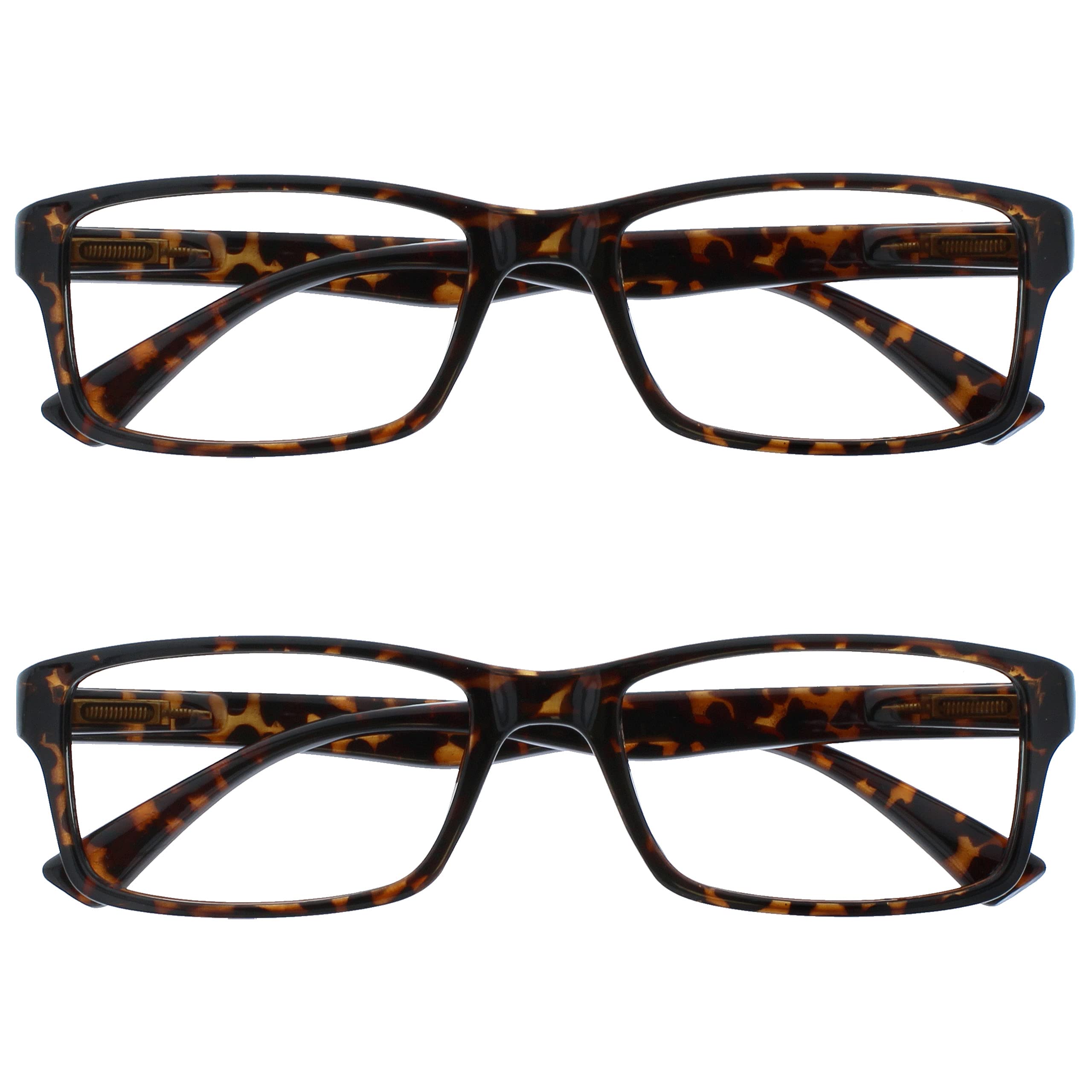 OPULIZE PEP Classic Reading Glasses for Women Men, Scratch Resistant Rectangular Frame with Spring Hinges, Brown +1.5 (Pack of 2) — image 1