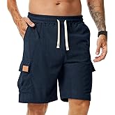 Surenow Mens Casual Corduroy Shorts Elastic Waistband Drawstring Shorts Summer Jogging Sport Short with Multi Pockets