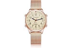 Hearkent Women's Atomic Talking Watch,Loud and Clear English Announce for Senior/Blind/Visually Imparied,Exquisite and Stylish Gift—2004L (Rose Gold)