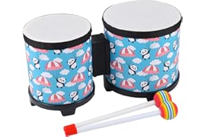 Bongo Floor Tom Drums Set: Floor Drum Percussion Music Instrument with 2 Mallets - Bongo Drums (Blue 5" to 6")