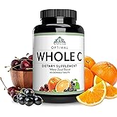 Optimal Health Systems Whole C Chewable Whole Food Vitamin C, 60 Tablets | Whole food vitamin C, acerola cherry, orange and black currant, bioflavonoids, rutin, antioxidant defense, immune support