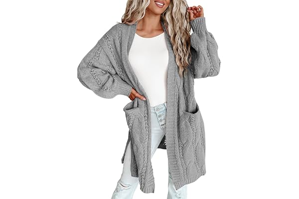 Dokotoo Long Cardigans for Women Open Front Long Sleeves Lightweight Fall Sweaters with Pockets