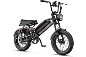 Jasion YR16 Electric Bike for Adults Teens, Peak 1000W Electric Bicycle, 48V 12.5AH Battery Dirt Bike with Dual Suspension & Cruise Control, 16" Fat Tire 55 Miles Moped EBike Fit Teenagers & Adults