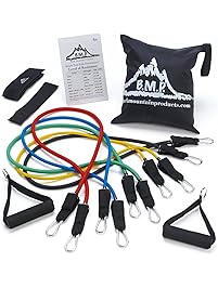 Black Mountain Products Resistance Band Set with Door Anchor, Ankle Strap, Exercise Chart, and Carrying Case