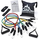 Black Mountain Products Resistance Band Set with Door Anchor, Ankle Strap, Exercise Chart, and Carrying Case