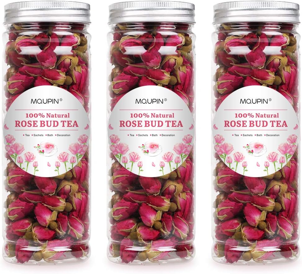 MQUPIN Organic Rose Bud Tea Dried Red Rose Petal Flower Edible Buds