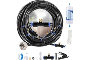 CEED4U Misting Cooling System Misters for Outside Patio, 75FT (23m) Mist Line + 1 Water Filter + 30 Nozzles + Brass Adapter, Outdoor Water Sprayer DIY Kit for Garden Fans Greenhouse Accessories