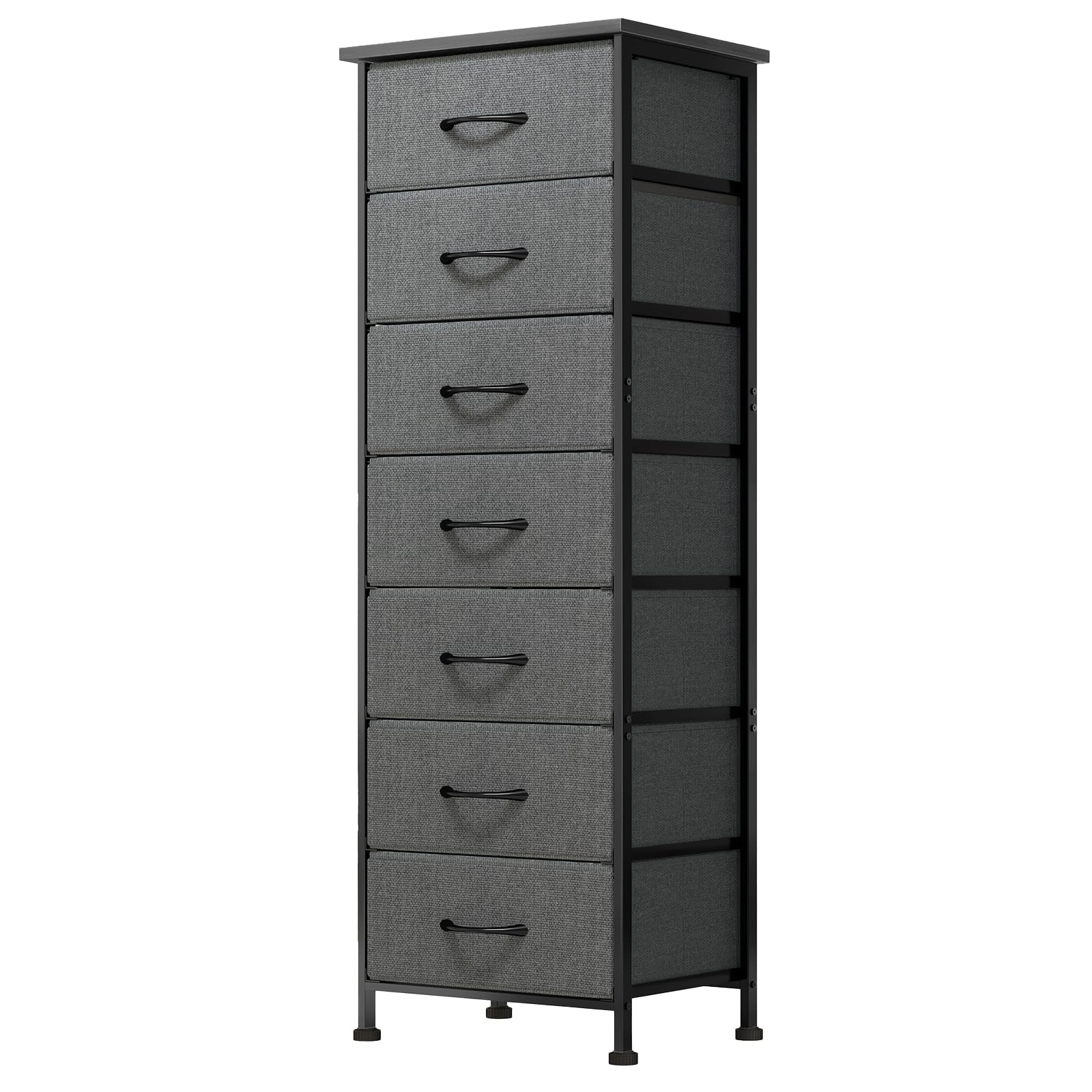 Fixwal Tall Dresser for Bedroom, Storage Dresser Organizer with 7 Fabric Drawers, Nightstand Furniture in Closet, Entryway, Hallway, Dark Grey