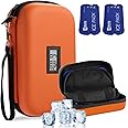 HIMDUZE Insulin Cooler Travel Case TSA Approved Refrigerated Medicine Cooler for Travel w/Thermometer Temperature Diabetic Travel Case w/2 Reusable Ice Packs for Daily Life Trip(Need Battery)