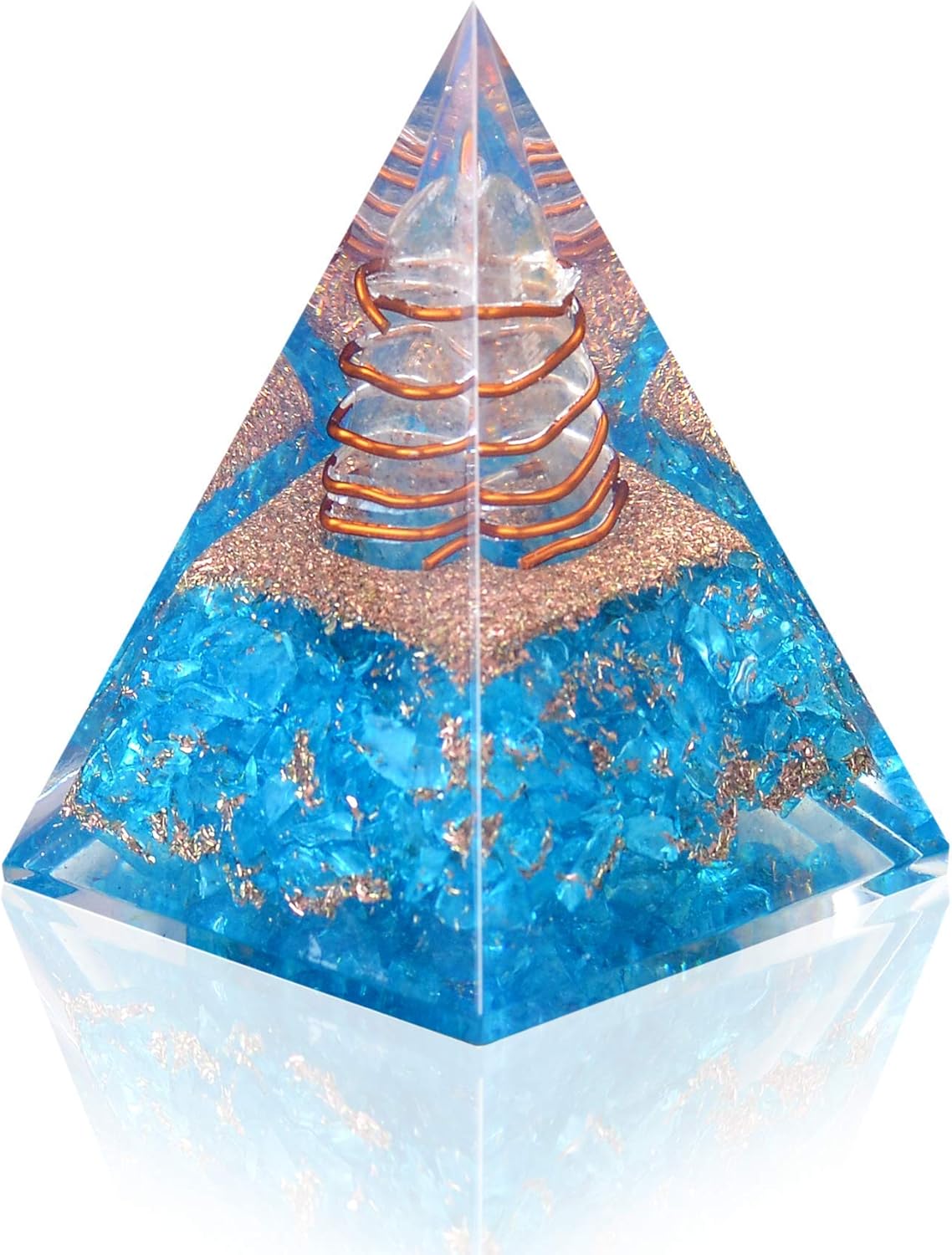 Mixed Media - Orgone Pyramid – Emotional Healing Aquamarine Nubian Orgonite Pyramid for – Emf Protection Meditation Orgone Energy Generator - Anti Aging Crystal Yoga Self Relief