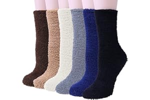 YSense 6 Pairs Women Fuzzy Fluffy Socks Cozy Slipper Socks Warm Soft Winter Plush Home Sleeping Socks Gifts
