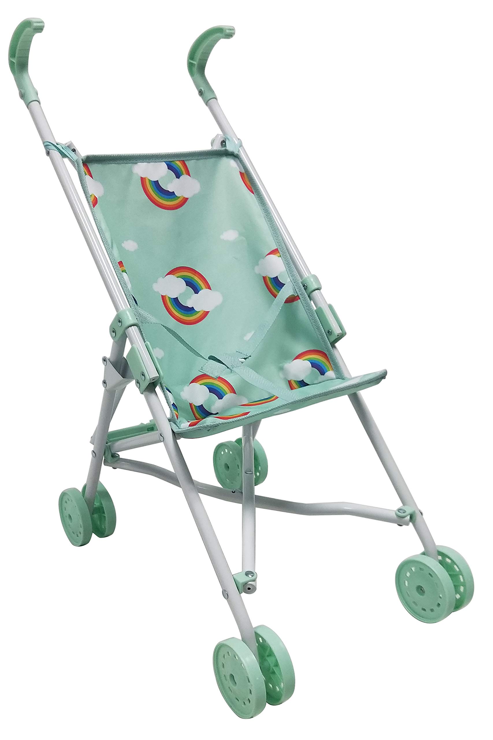 Roma Dolls Pram -Umbrella Buggy for Baby Doll - Ages 2 Years and Above, RHS, Teddy, Rupert,Foldable, Portable, Ideal First Dolls Pram (Rupert Mint)