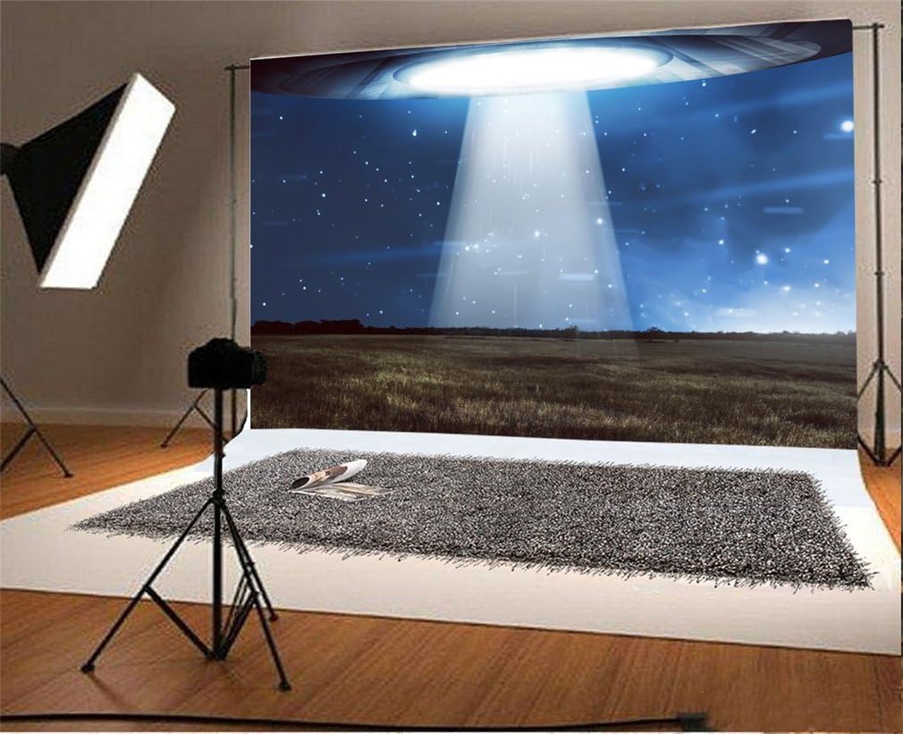 YongFoto 7x5ft Vinyl Photography Backdrop Abstract Spacecraft Lights Starry Night Photo Background Backdrops for Photography Photo Shoots Party Kids Personal Portrait Photo Studio Props