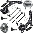 Detroit Axle - Front End 12pc Suspension Kit for 05-10 Ford Mustang 2005 2006 2007 2008 2009 2010, 2 Lower Control Arms 2 Sway Bars 4 Outer & Inner Tie Rods 2 Wheel Bearing Hubs 2 Boots Replacement