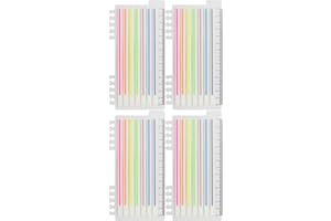 ANDOCA Lined Transparent Sticky Strips Assorted Colors, 0.235 x 5.5 Inch Long Highlighter Flag Tabs Index, Easy to Post, 4 Ruler Dispensers, 560 Pages Total