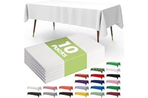 Pureegg Plastic Table Cloth Disposable 10 Pack, 54 x 108 Inch Table Cloths for Parties, Decorative Tablecloths for Rectangle 