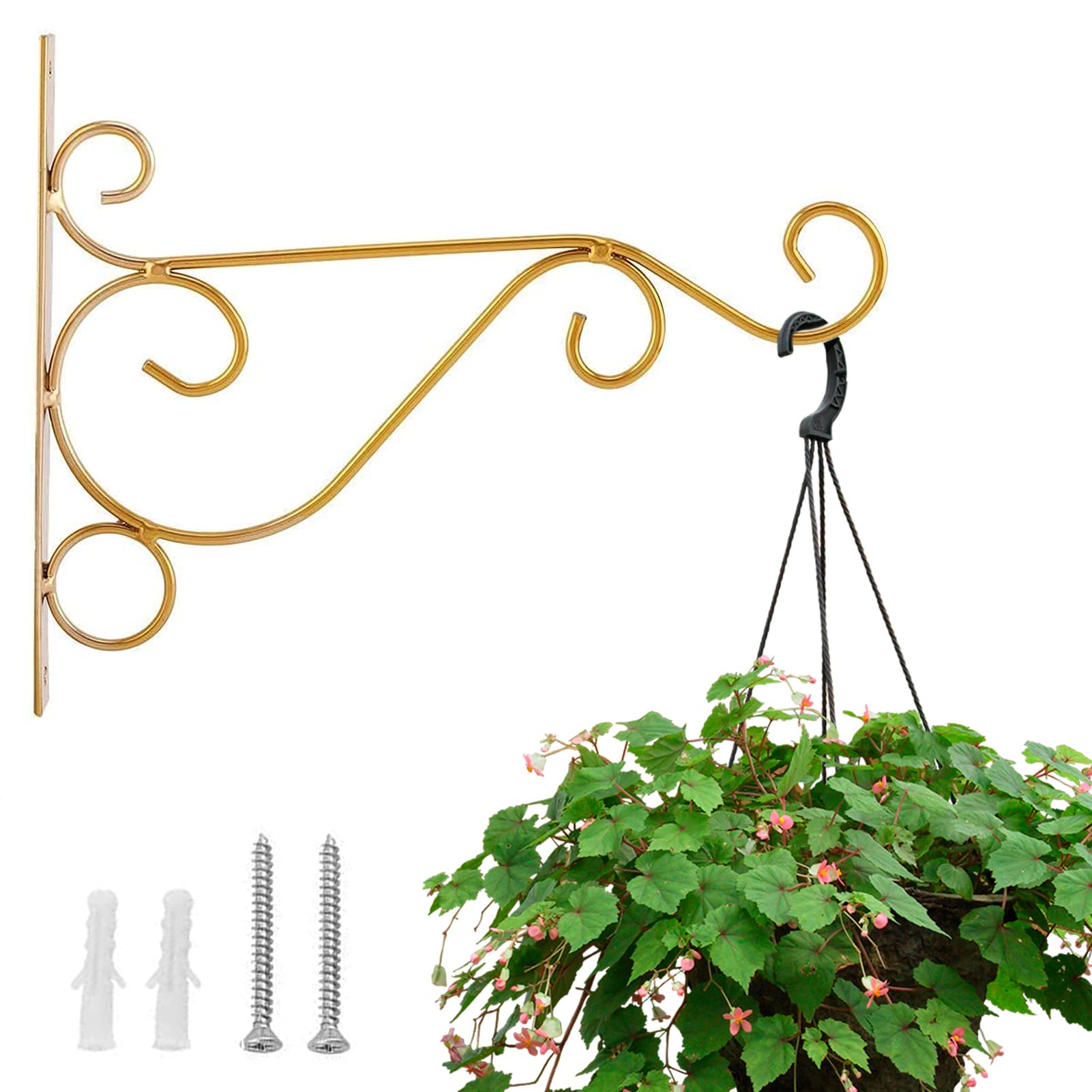 HERCHR Iron Plant Hanger Wall Hook 9.8×8.3in Plant Hanger Hook Indoor Outdoor Bracket Retro Iron for Hanging Garden Wind Chime Bird Feeder Bird House