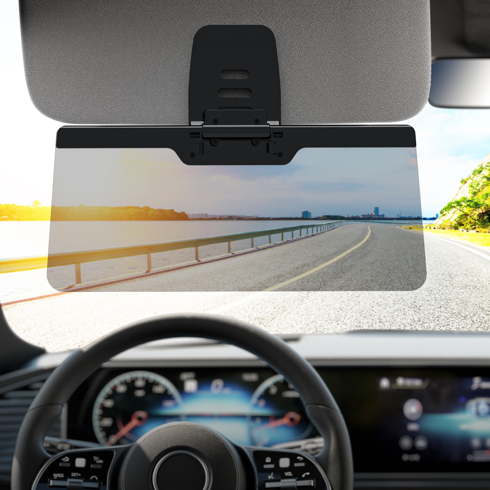 Photo 1 of Sun Visor Extender for Car, Enhanced UV400 Anti-Glare, Adjustable Mount with PC Lens, Universal Car Anti-UV Polarized Sun Visor Extender Attachment, Anti-Snow Blind, Ensure Safe Driving