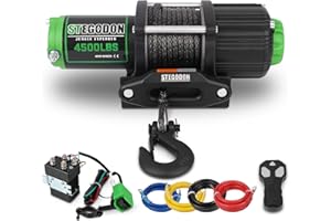 STEGODON 4500 lb Winch 12V Waterproof Electric Winch,ATV/UTV Winch with Synthetic Rope Winch with Wireless Remote and Mounting Bracket
