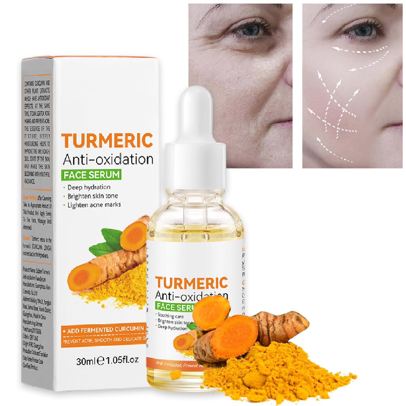 Turmeric Oil Facial Serum, Turmeric Spot Correcting Serum & Illuminating Serum, improves dullness, diminishes spots, improves skin tone, moisturises and illuminates, suitable for all skin type (30ML)