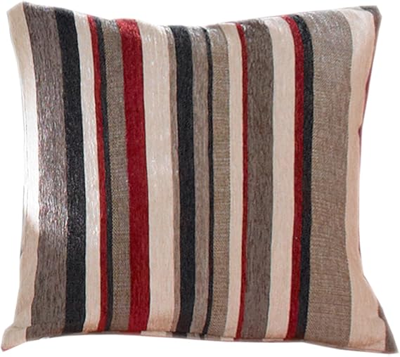 Just Contempo Striped Chenille Cushion Cover, 18x18 inches, Polyester