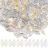 SUNNYCLUE 1 Box 300Pcs 2 Colors Stainless Steel Leaf Charm Small Tree Leaf Charms Bulk Silver Hollow Metal Leaves Mini Fall Charm for Jewelry Making Charms Supplies DIY Necklace Bracelet Earring Women