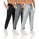 ATTIQOZI 3-4 Pack Men's Athletic Joggers Sweatpants with Zipper Pockets Athletic Pants for Men Running,Workout, Soccer