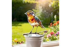 Mosaic Bird Acrylic Potted Plant Stake, Decorative Ornament for Indoor/Outdoor Flower Pots, Ideal Gift for Yard & Lawn Landsc