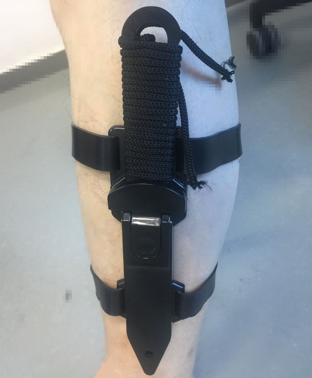 Qiorange Black Dive Knife ll, All Stainless with Line Cutter, Razor