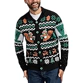 Tipsy Elves Men's Funny Christmas Cardigans - Ugly Christmas Sweater for Men with Embellished and Festive Designs
