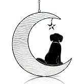 Fhiny Dog Memorial Suncatcher - Stained Glass Window Hanging Christmas Ornament - Pet Sympathy Gift for Dog Lovers - Puppy Remembrance Christmas Tree Decor (Black)