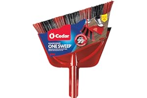 O-Cedar PowerCorner One Sweep Escoba con recogedor y mango de 3 piezas, color rojo (paquete de 1)