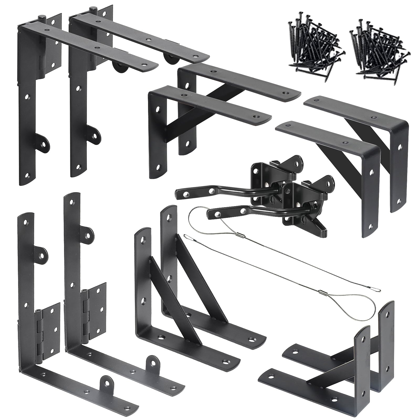 Photo 1 of Fence Gate Kit Gate Hardware, 2 Set Anti Sag Gate Kit Heavy Duty No Sag, Anti Twist Gate Frame Corner Brackets Kit Withstand 150 lbs, Gate Hardware Kit for Wood Fence Gate