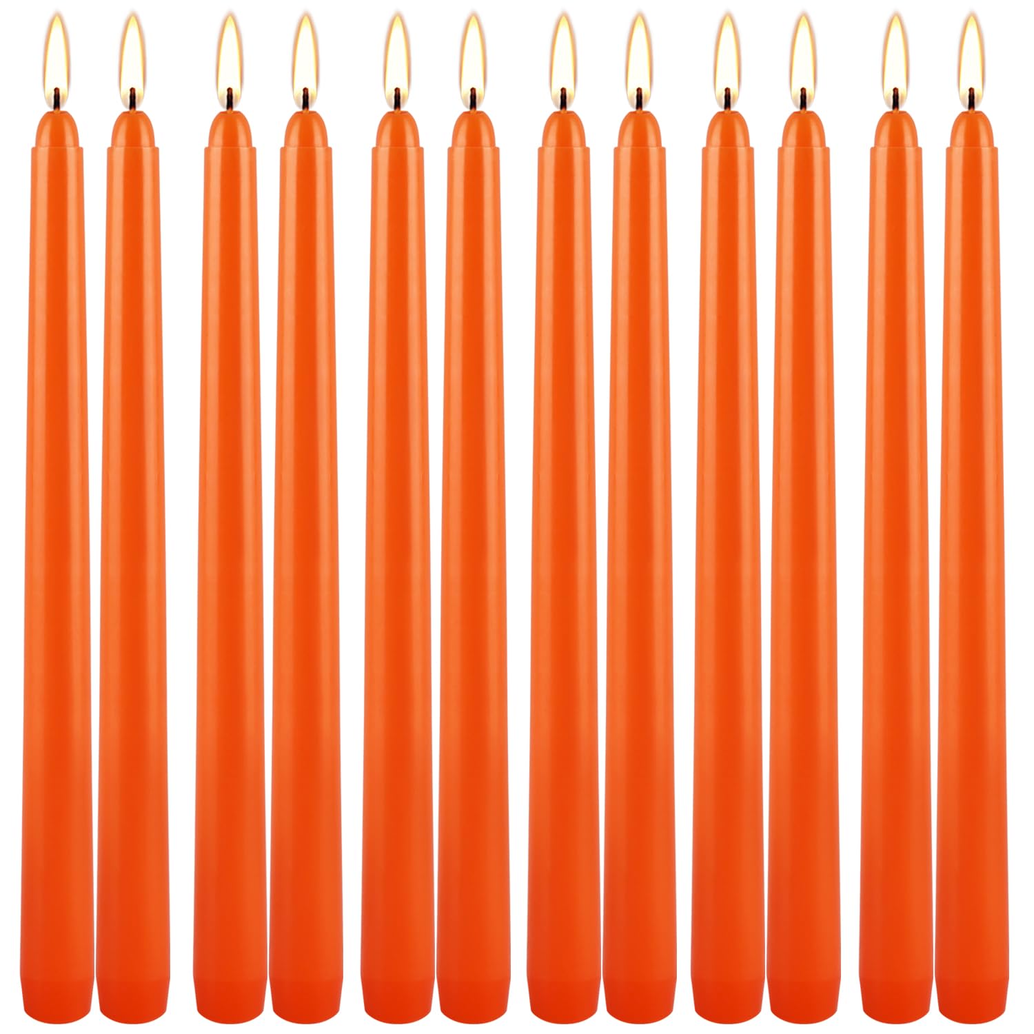 Photo 1 of 12-Pack Orange Taper Candles - 10 Inch Unscented Dripless Candlesticks, Long Burning for Halloween, Thanksgiving, Fall Decor & Dinner Parties
