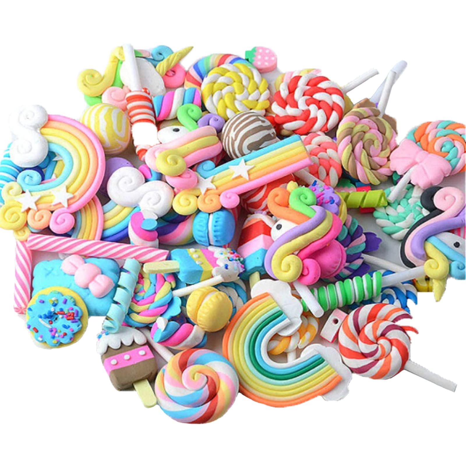 30 Pcs Candy Sweets Charms Set Candy Shaped Flatback Slime Beads Simulated Candy Sweets Resin for Craft DIY Ornaments