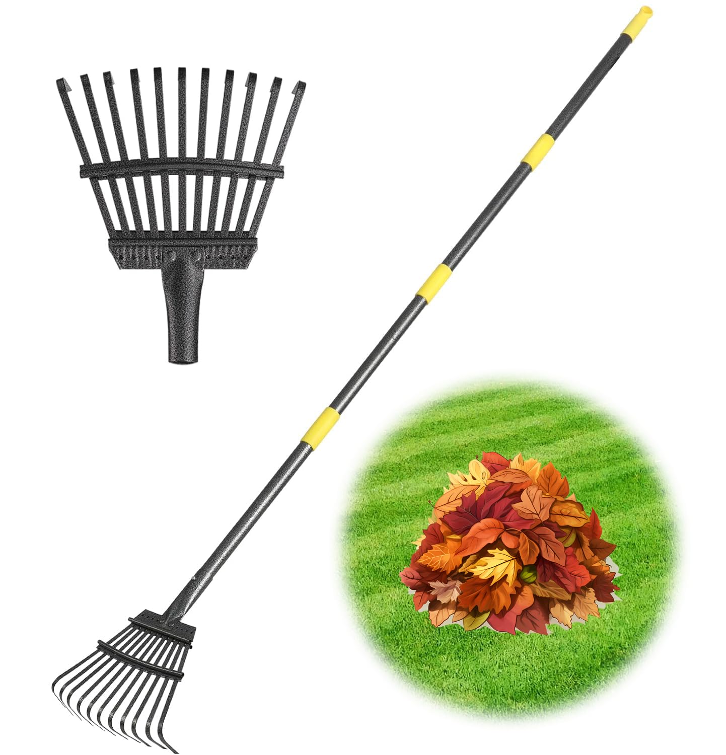 Photo 1 of *MISSING PARTS UNKNOWN*
Rake for Leaves, Small Leaf Rake for Garden, 70-inch Adjustable Metal Rakes-Tool with 11 Steel Tines for Gardening, Yard, Shrub, Flower Beds, Lawns