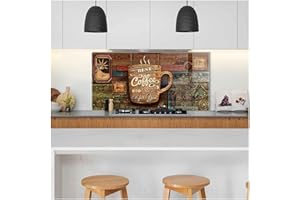 ROGGMARD Tempered Glass Kitchen Backsplash, Stove Back Cover, Stove Splashback, Cutting Board, Kitchen Decor Tile, Home Wall Decor (33.5x20’’)