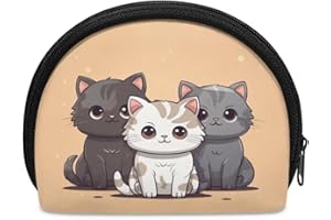 ZOUTAIRONG Cat Purses for Teens Womens Change Purse Coin Holder Cosmetic Bags Travel Organizer Mini Pouch Lightweight Wallet Change Storage Bag Cartoon Kitten Beige