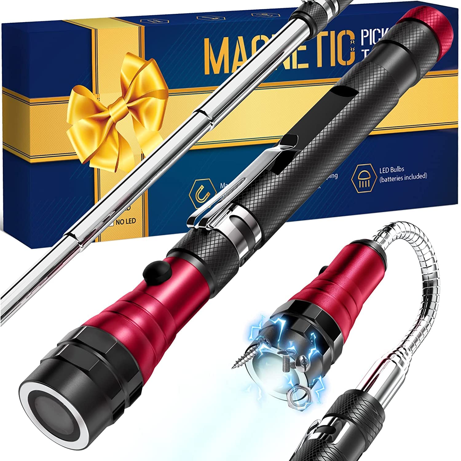 Gifts for Men Dad,Magnet Tool Telescoping Magnetic Pickup Light,22