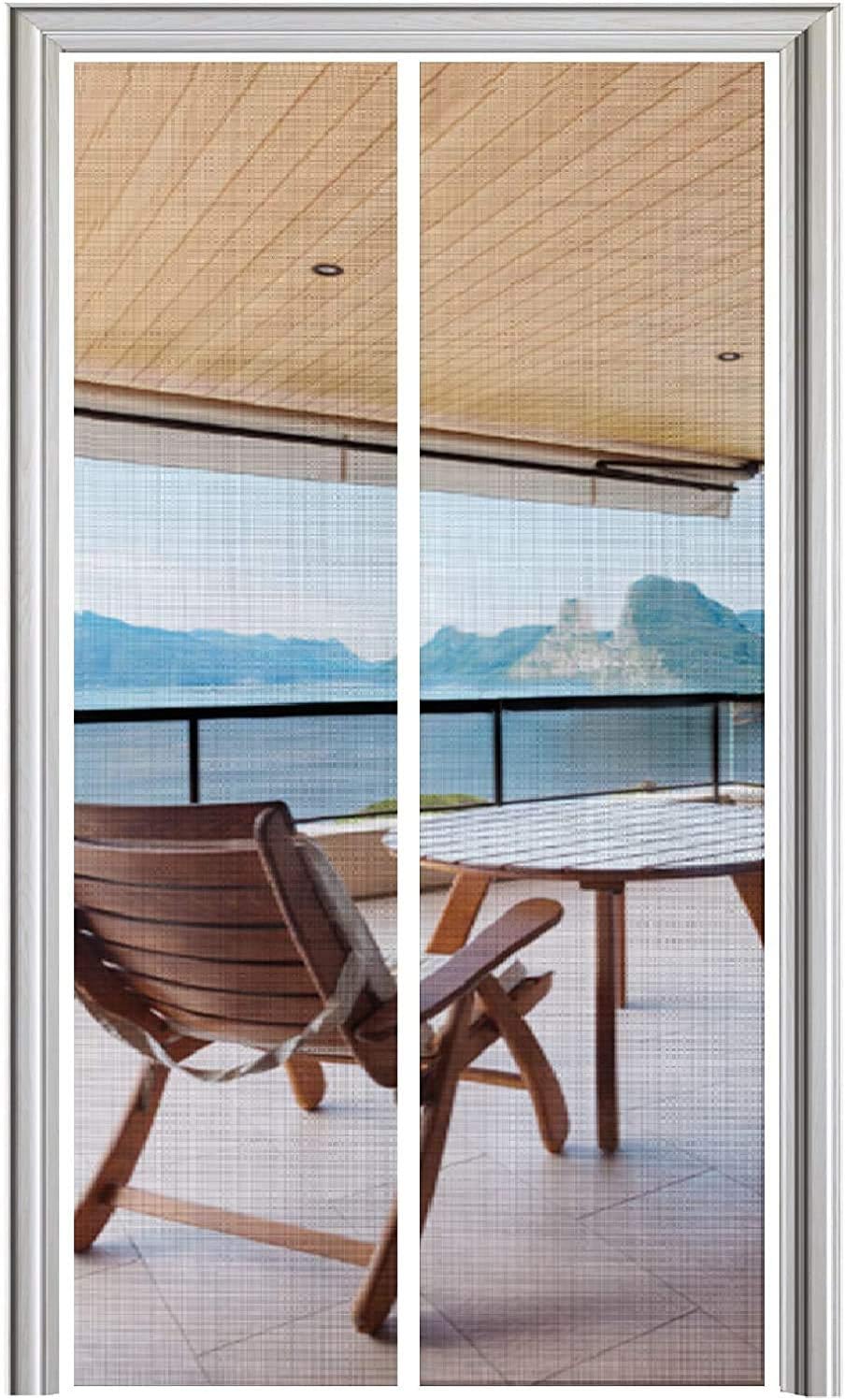 YUFER Magnetic Screen Door 34 x 86, Mesh Curtain Screen Door Sliding Door Screen with Magnet Heavy Duty-White