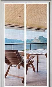 YUFER Magnetic Screen Door 34 x 86, Mesh Curtain Screen Door Sliding Door Screen with Magnet Heavy Duty-White