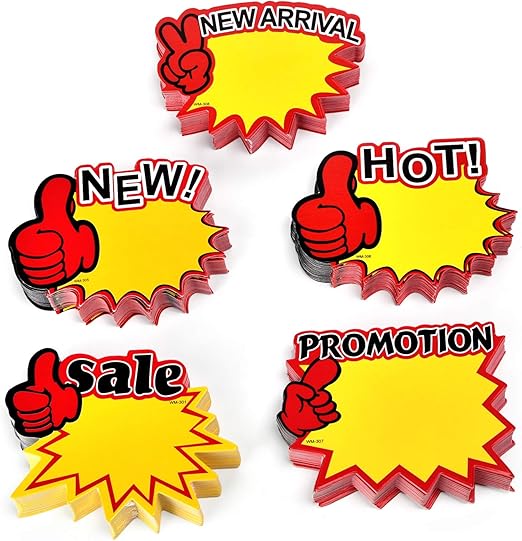 Amazon.com : 250Pieces/3 x 4 Inch Paper Starburst Signs - Star Burst ...