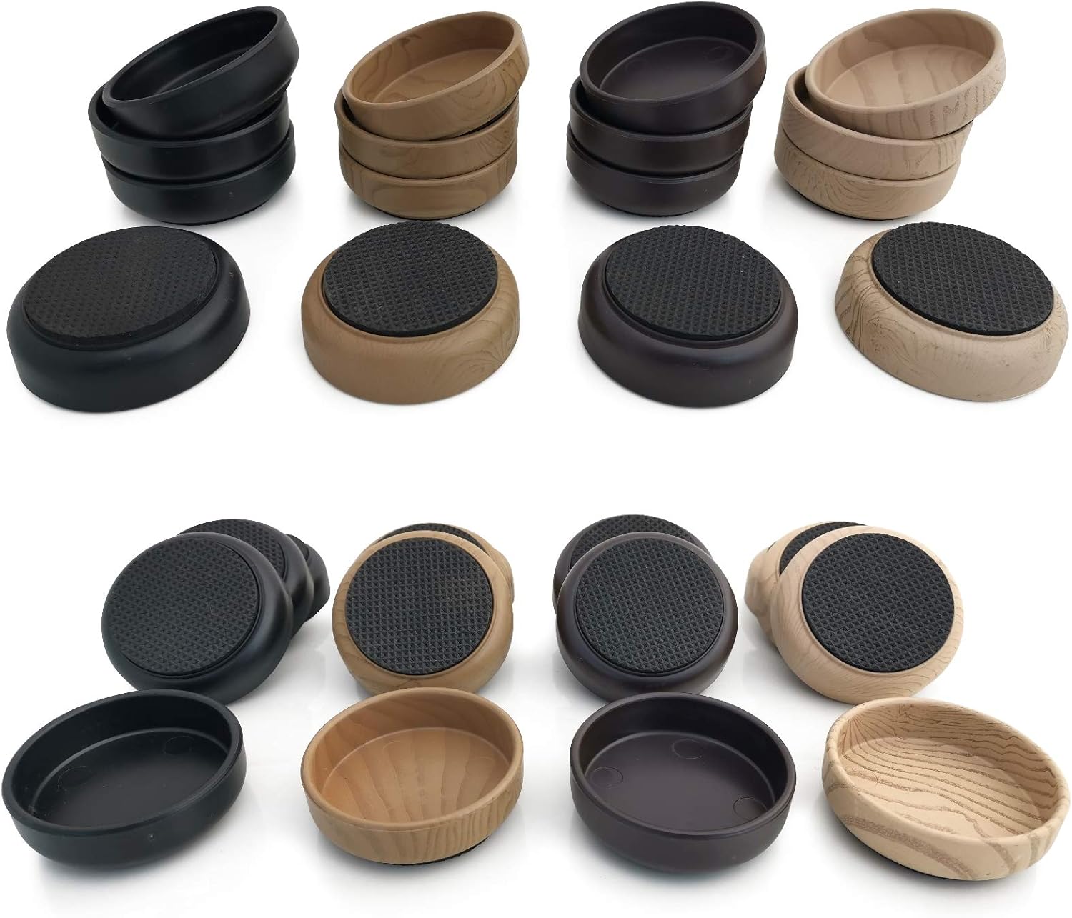 Medipaq RubberBottomed SLIP GRIP Floor Cups/Castors (4 x Dark Wood