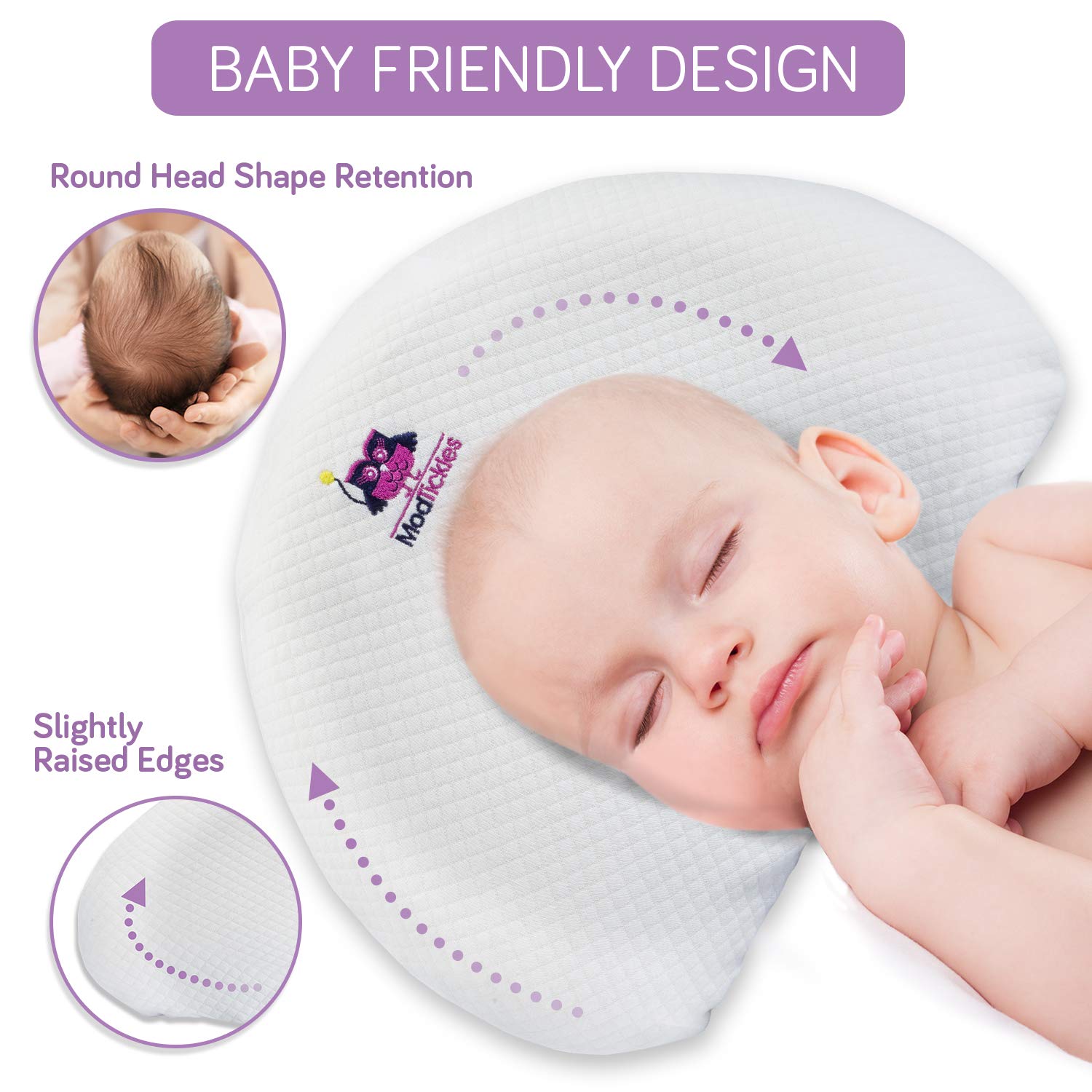 Baby Pillow for Head Shaping Prevent Flat Head Syndrome Keep Head Round