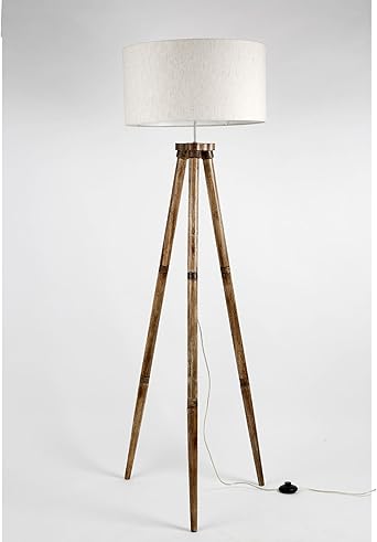 Without Shade Wooden Tripod Floor Lamp Base Only Mango Wood Folding Decorative Standing Light