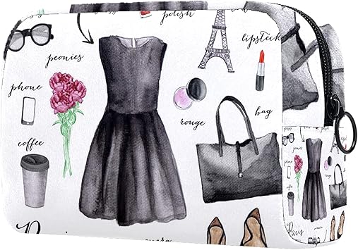 Amazon Co Jp コスメティックバッグレディースメイクアップバッグ 化粧品交換キーなどを携帯する旅行に ファッションイラスト Generic