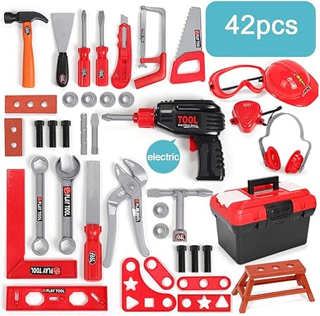 Amazon おままごと ままごと遊び 大工さんセット 工具おもちゃ 男の子 おもちゃ 修理キット 42個セット おままごとセット ドリル ごっこ遊び 工具セット 子供向け 知育玩具 ジ幼児 キッズ ジュニア教育 大工さん おもちゃ