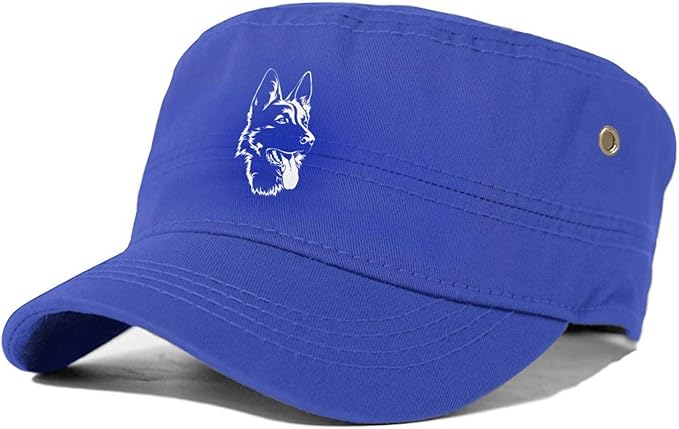 Gorra de béisbol negra con silueta de pastor alemán, color blanco y