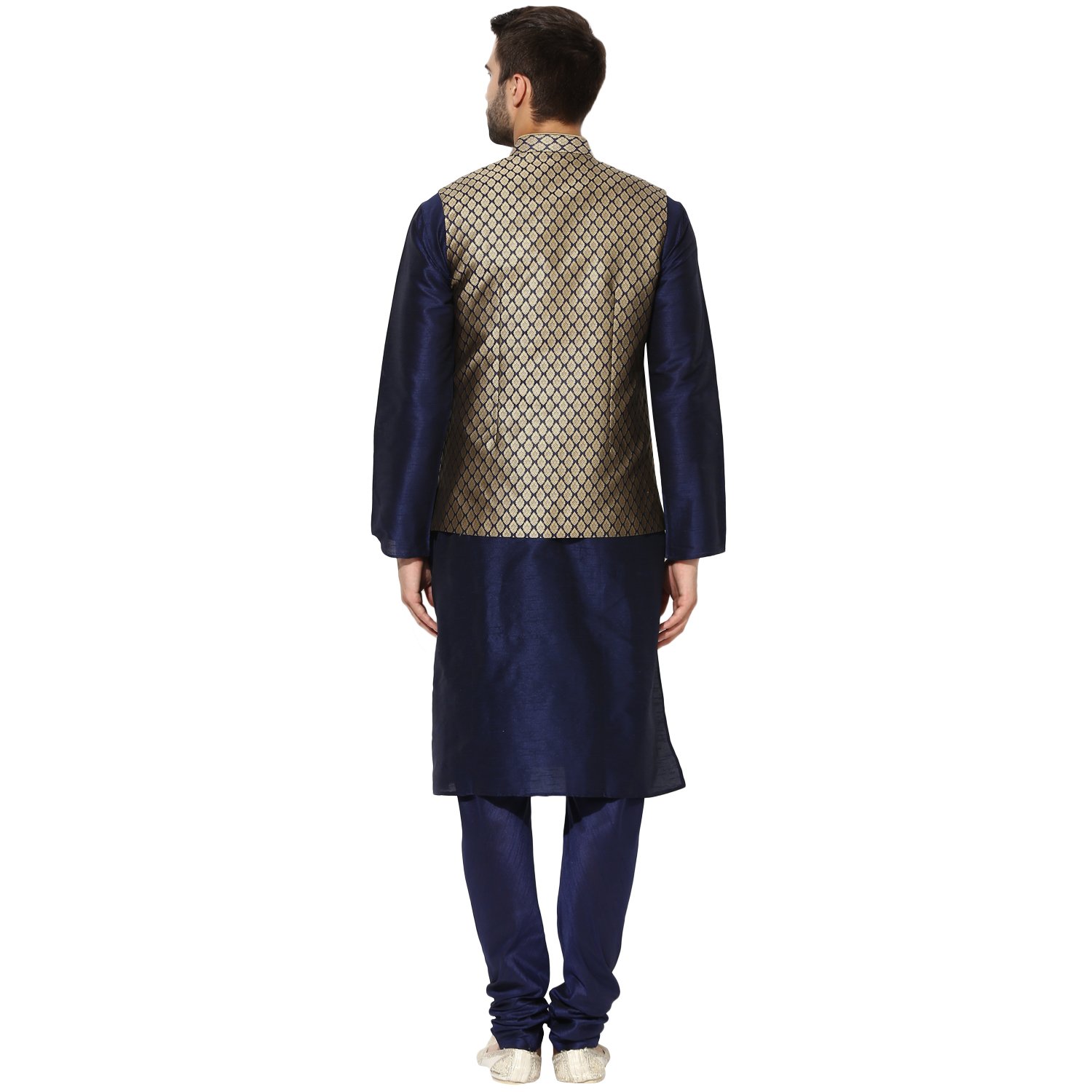 kisah benarasi jaquard cotton silkself designwaistcoat for men's